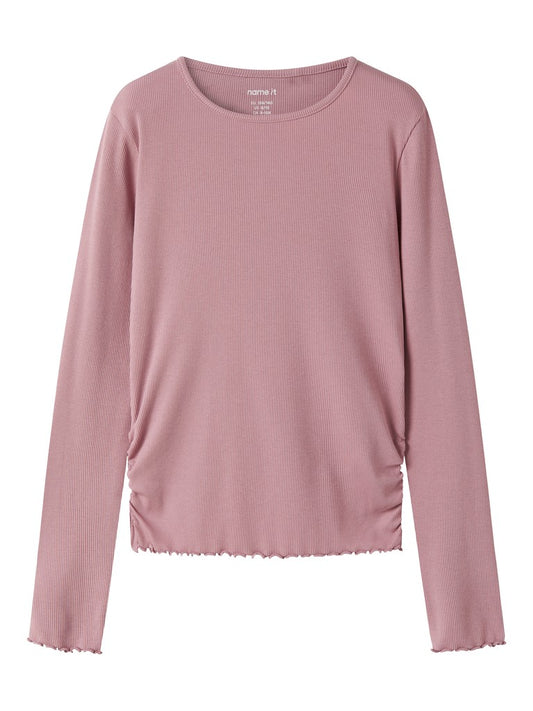 Topp Långärmad Vemia Rynk Enfärgad Rosa
