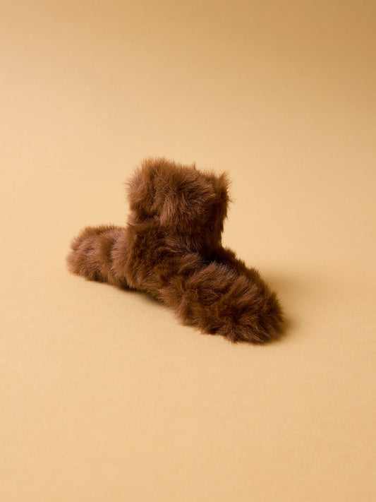 Hårklämma Fluffig Brun