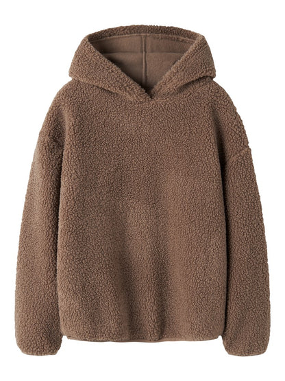 Hoodie Teddy Shadi Enfärgad  Brun