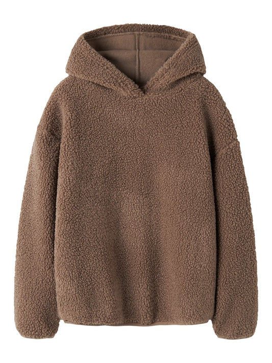 Hoodie Teddy Shadi Enfärgad  Brun