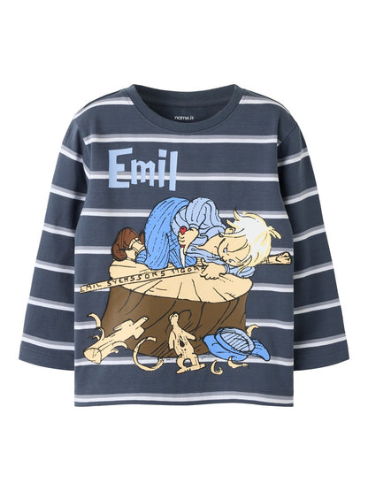 T-shirt Långärmad Emil Randig Alf Blå