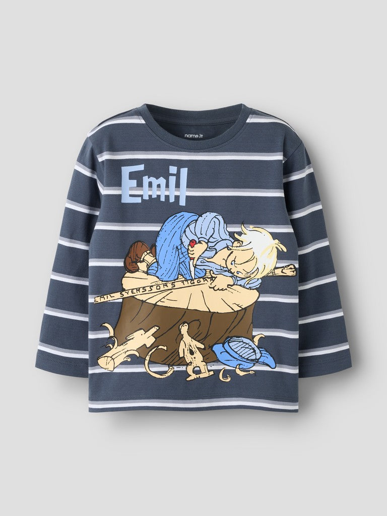 T-shirt Långärmad Emil Randig Alf Blå