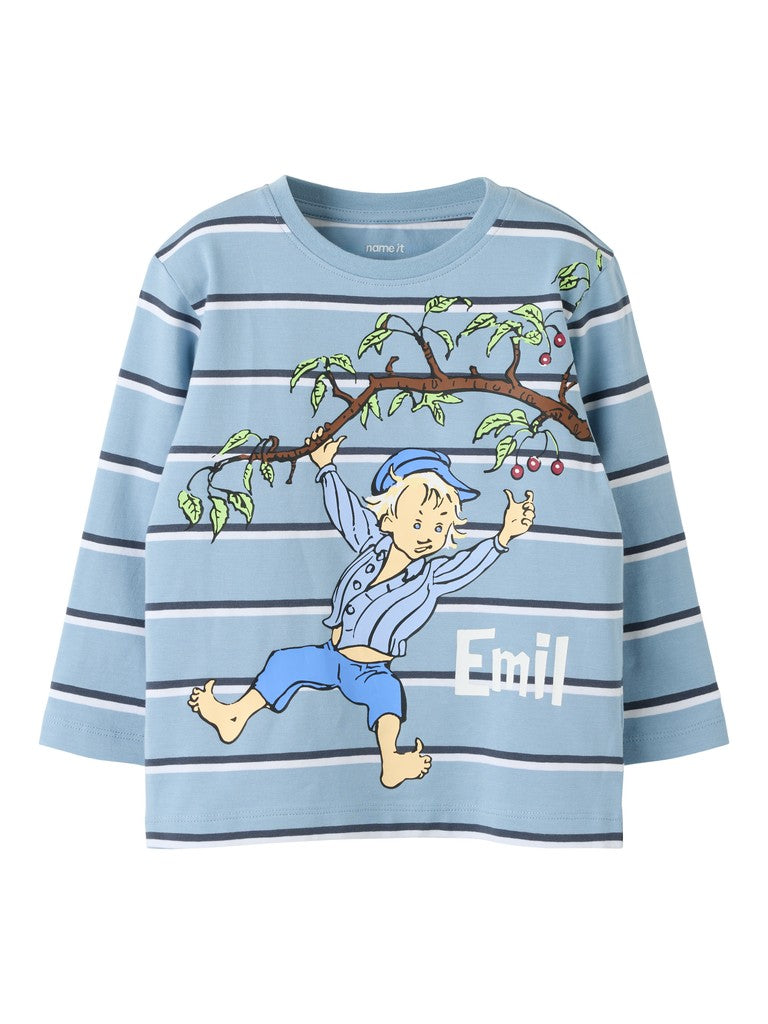 T-shirt Långärmad Emil Randig Alf Ljusblå