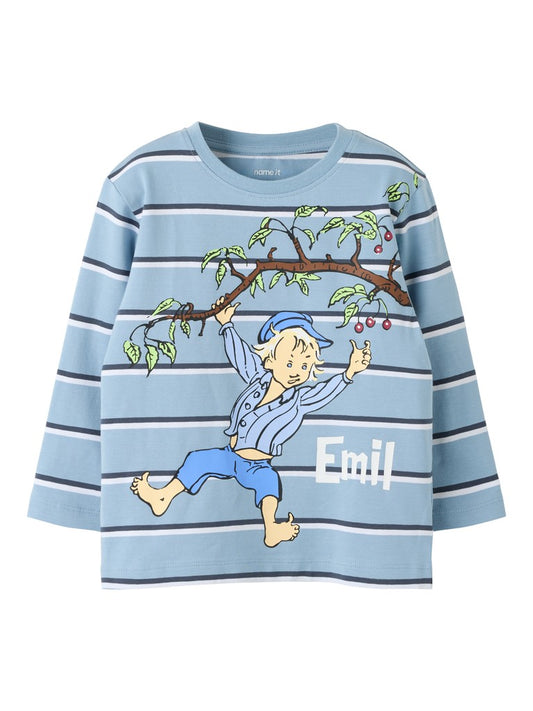 T-shirt Långärmad Emil Randig Alf Ljusblå