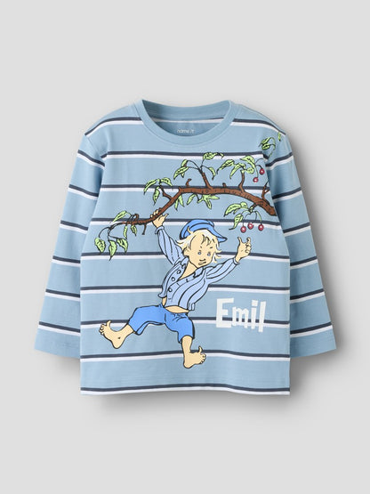 T-shirt Långärmad Emil Randig Alf Ljusblå