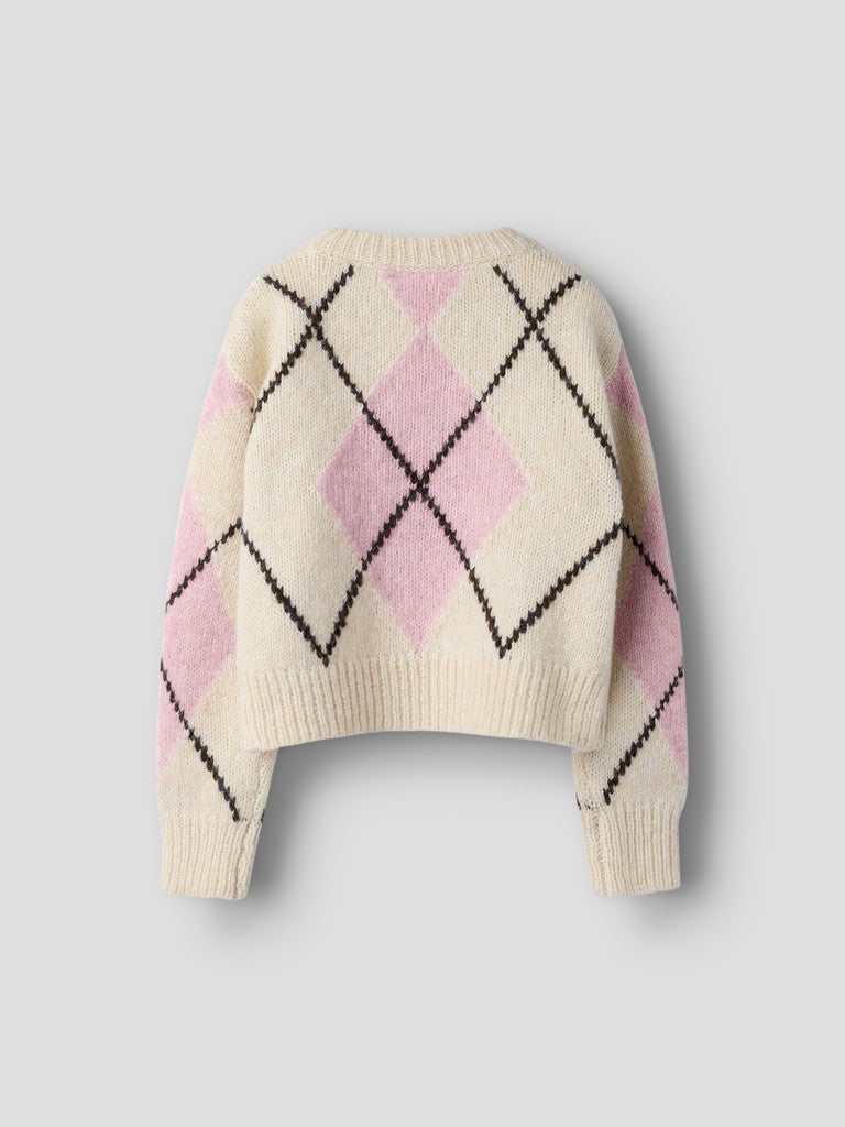 Stickad Tröja Noreen Mönstrad Beige/Rosa