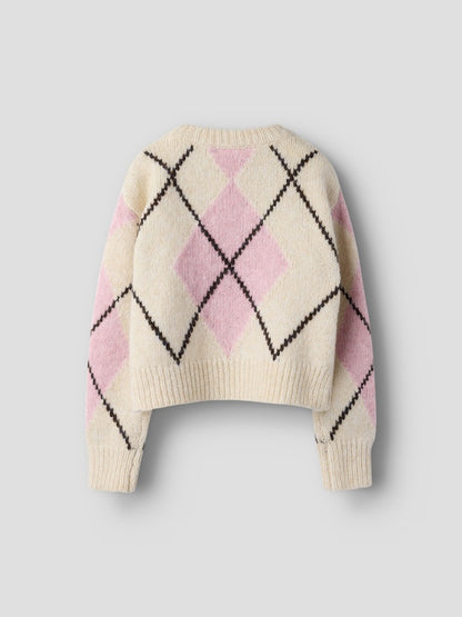 Stickad Tröja Noreen Mönstrad Beige/Rosa