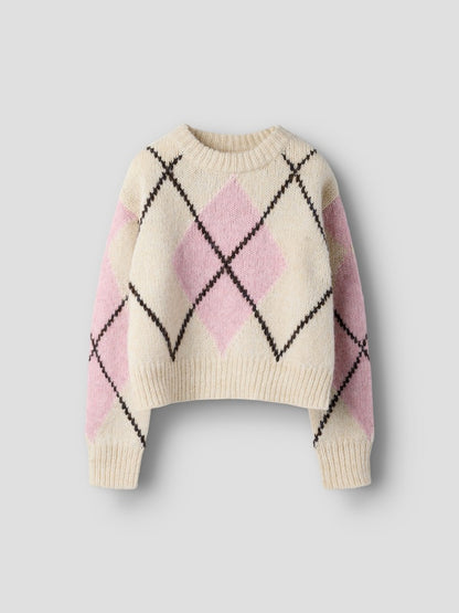 Stickad Tröja Noreen Mönstrad Beige/Rosa