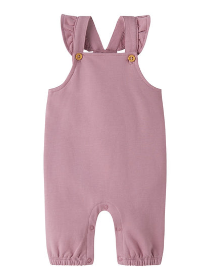 Hängselbyxa Nilda Sweat Enfärgad Rosa