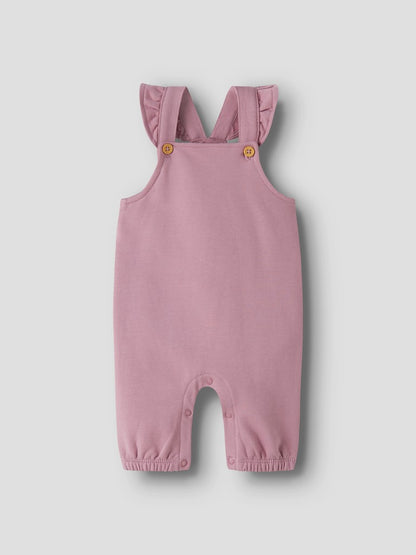 Hängselbyxa Nilda Sweat Enfärgad Rosa