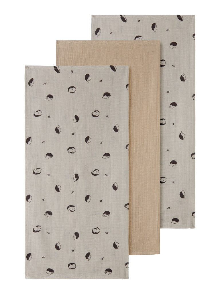 Muslinfiltar / Nappies 3-pack Igelkottar Ohappy Beige