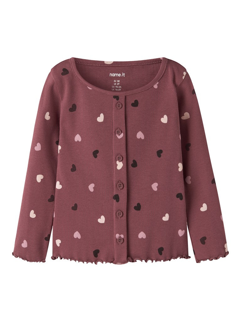 Topp Vemia Långärmad M Ribbad Hjärtan Rosa