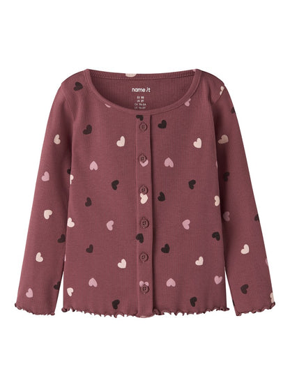 Topp Vemia Långärmad M Ribbad Hjärtan Rosa