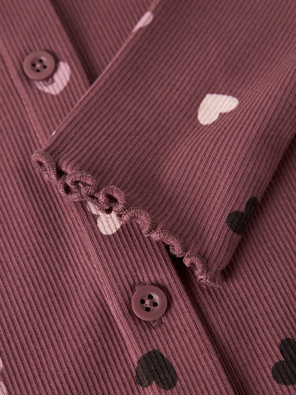 Topp Vemia Långärmad M Ribbad Hjärtan Rosa