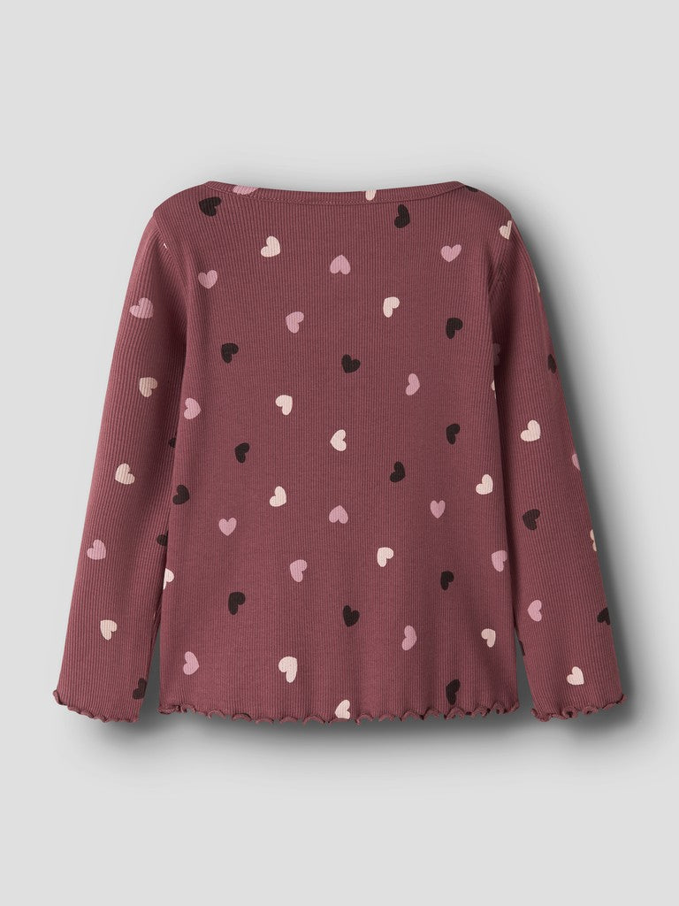 Topp Vemia Långärmad M Ribbad Hjärtan Rosa