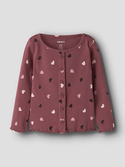 Topp Vemia Långärmad M Ribbad Hjärtan Rosa