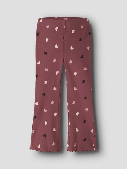 Byxa /Leggings Bootcut Vemia Ribbade Hjärtan Rosa