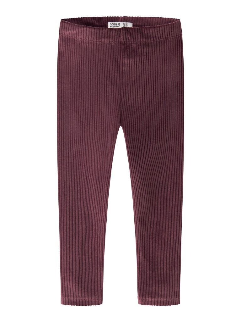 Leggings Byxa Veloa M Ribbad Velour Vinröd