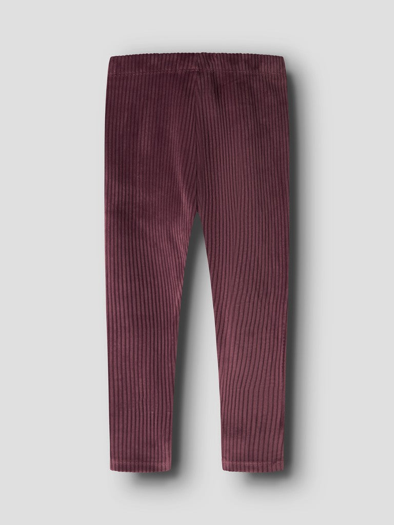 Leggings Byxa Veloa M Ribbad Velour Vinröd