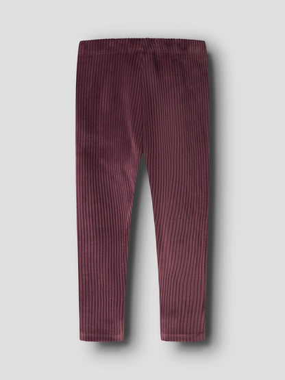 Leggings Byxa Veloa M Ribbad Velour Vinröd