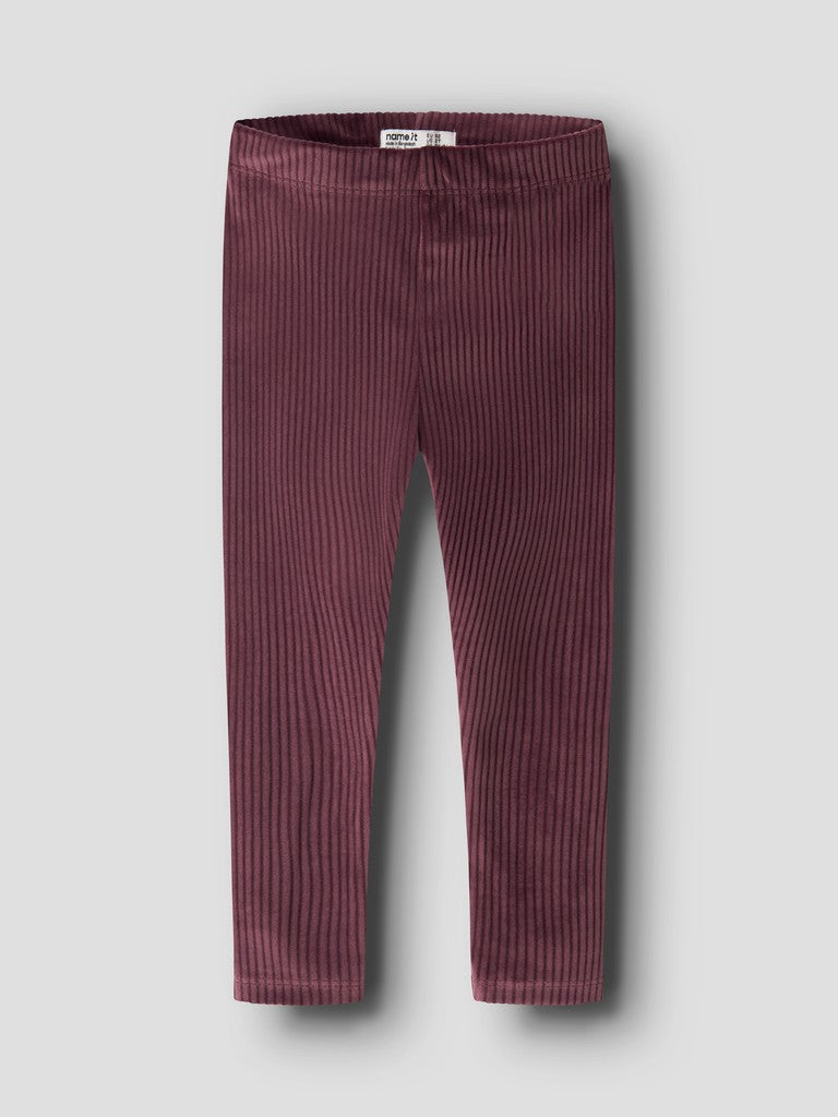 Leggings Byxa Veloa M Ribbad Velour Vinröd