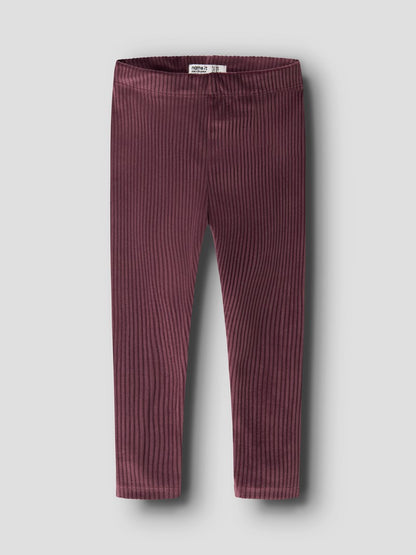 Leggings Byxa Veloa M Ribbad Velour Vinröd