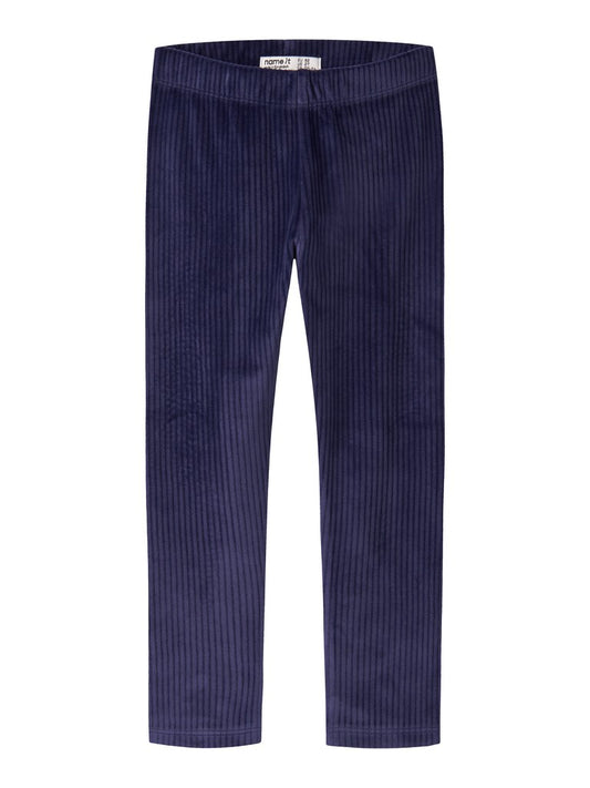 Leggings Byxa Veloa M Ribbad Velour Blå
