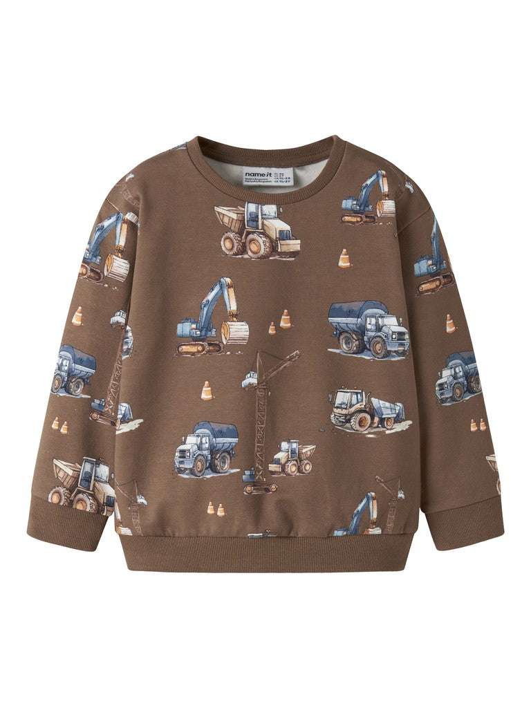 Sweattröja Grävmaskin Lastbil Lyftkran Traktor Nelson Beige