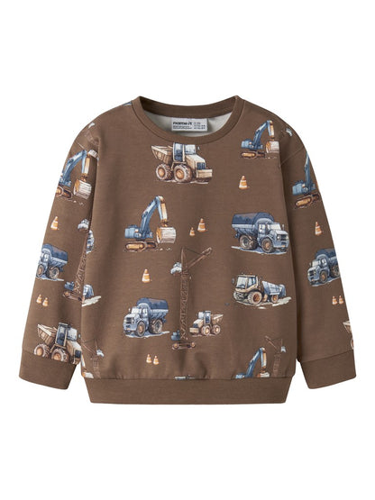 Sweattröja Grävmaskin Lastbil Lyftkran Traktor Nelson Beige