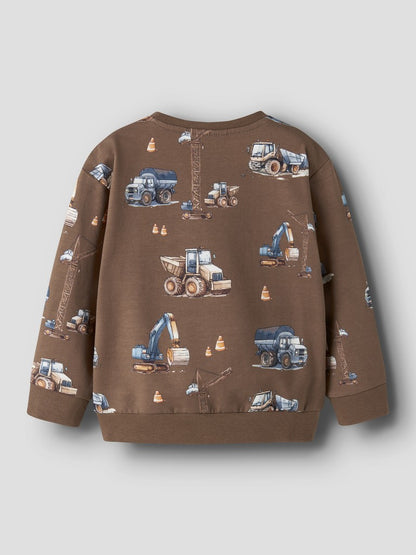 Sweattröja Grävmaskin Lastbil Lyftkran Traktor Nelson Beige