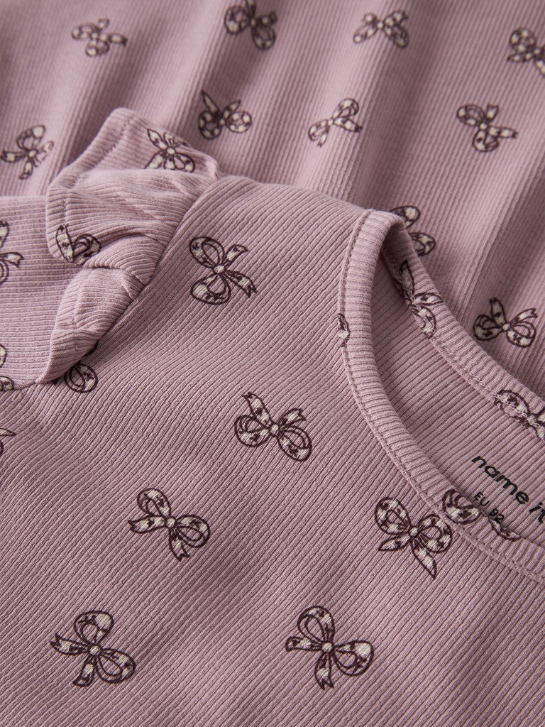 Klänning Rulies Långärmad Ribbad Rosetter Rosa