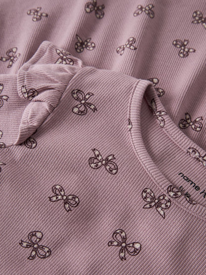 Klänning Rulies Långärmad Ribbad Rosetter Rosa