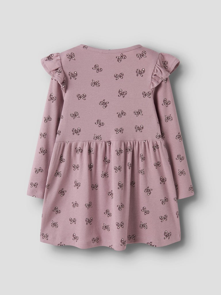 Klänning Rulies Långärmad Ribbad Rosetter Rosa