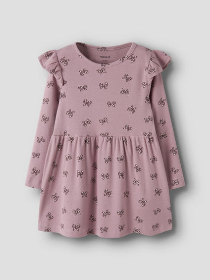 Klänning Rulies Långärmad Ribbad Rosetter Rosa