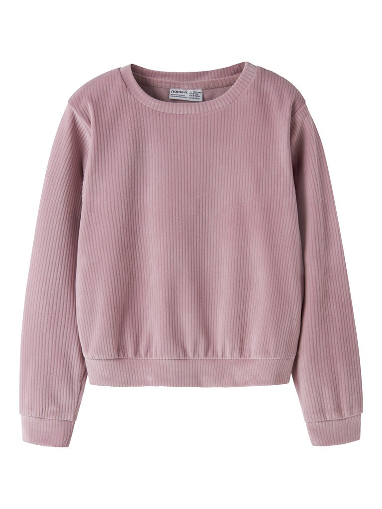 Tröja Veloa Ribbad Velour K Rosa