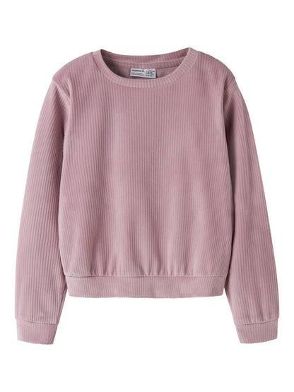 Tröja Veloa Ribbad Velour K Rosa
