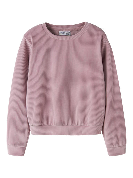 Tröja Veloa Ribbad Velour K Rosa