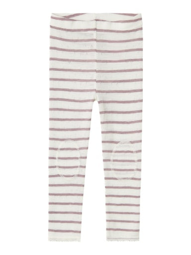 Leggings Merinoull Wang Randig Vit/Rosa