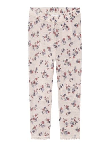 Leggings Merinoull Wang Mönster Blommor Rosa