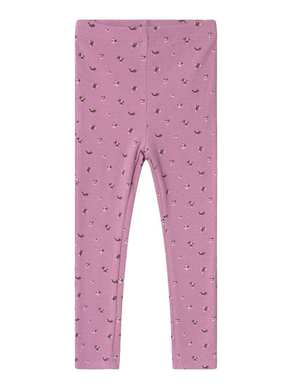 Leggings Olinne Ribbade Blommor Rosa