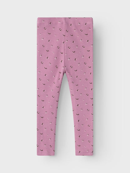 Leggings Olinne Ribbade Blommor Rosa