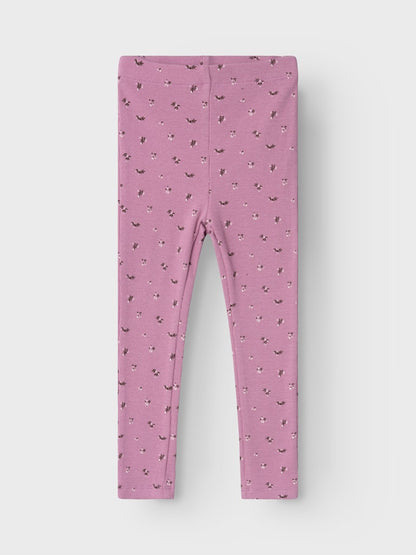 Leggings Olinne Ribbade Blommor Rosa