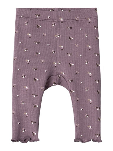 Leggings Olinne Blommor Lila