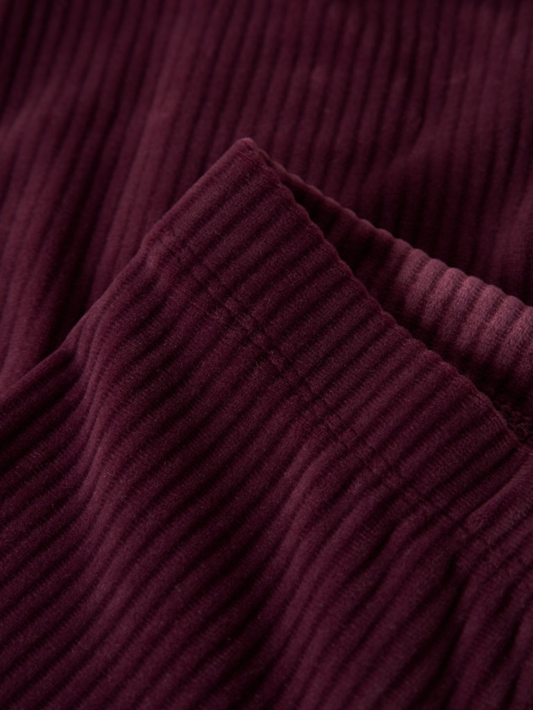 Leggings Byxa Veloa Ribbad Velour Vinröd