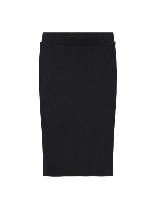 Kjol Lång Heljaya Ribbad Enfärgad Svart