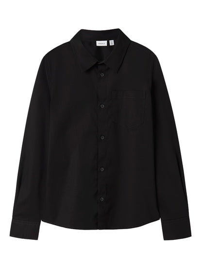 Långärmad Skjorta Refred Enfärgad Svart