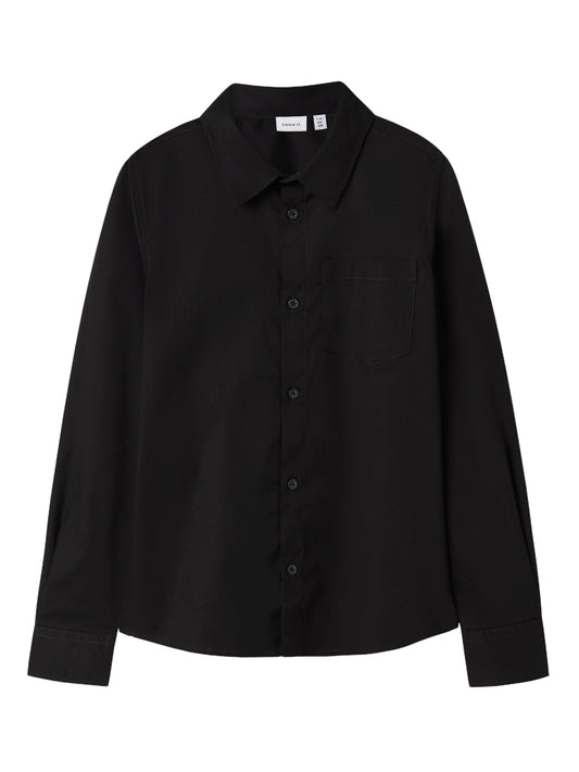 Långärmad Skjorta Refred Enfärgad Svart