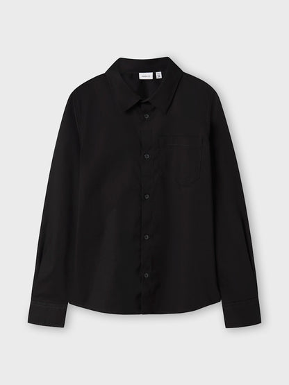 Långärmad Skjorta Refred Enfärgad Svart