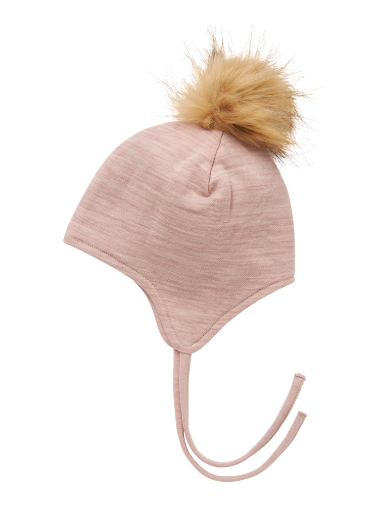 Mössa Merinoull/Bomull Wuppo Enfärgad Rosa