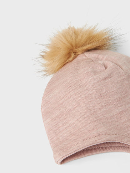 Mössa Merinoull/Bomull Wuppo Enfärgad Rosa